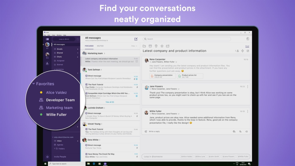 screenshot of Loop Email